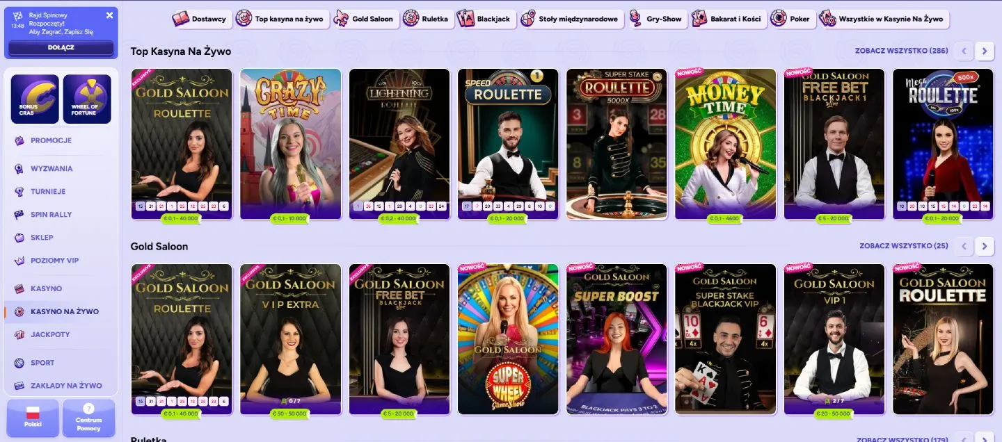 Transmisje na żywo z krupierami Transmisje na żywo z krupierami